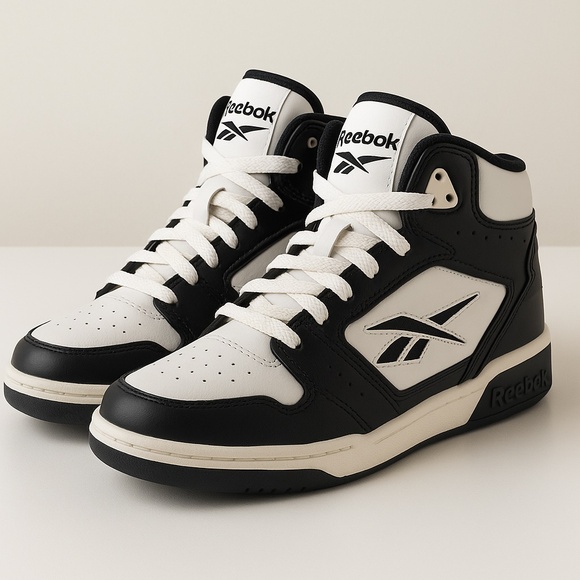 Reebok Sneakers Black White High Top Basketball Shoes, UNISEX, size 5 womens - Picture 1 of 4